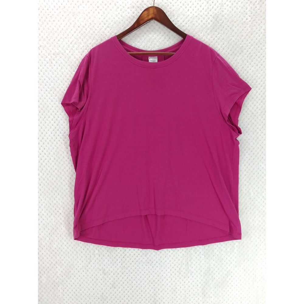Athleta With Ease Tee Women's Large Vibrant Fuchsia Short Sleeve High-Low Hem